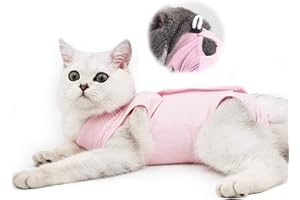 Yeapeeto Cat Recovery Suit After Surgery Bodysuit for Cats, E-Collar Substitute Keep from Licking Abdominal Wounds, Kitten Breathable Clothes, Warm after Shaving (S, Pink)