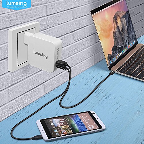Lumsing Dual Port Quick Charge 3.0 und Typ-C Wandladegerät für Apple Macbook, Google Nexus 6P, HTC 10, Galaxz S7, LG G5 und andere Geräte(Weiß) - 8