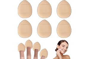 SUBTAVIK 6 Stück Finger Puderquaste Make-up Mini Puderquaste Weiche Puderquaste für Foundation Concealer Kosmetik Foundation Schwamm Mineralpuder Nass Trocken Makeup Tool (Gelb)