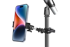 JYCSTE Telefonhalterung für Mikrofonständer, einstellbare Mikrofon-Musikständer-Halterung für Mobiltelefone, drehbarer Telefonständer, kompatibel mit Allen iPhone, Android-Handys (Phone Stand)