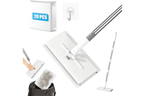 Sifxouped Automatisk mopp med tyghållare 130 cm platt golvmopp | Mopp med en hand klämmekanism rostfritt stål handtag återanvändbar mikrofiber mopp för golv fönster spegel tak