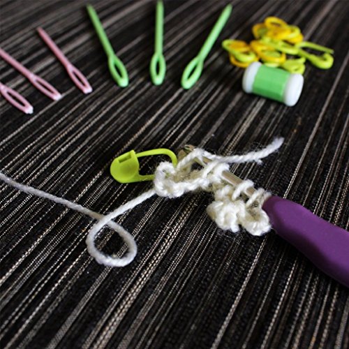 30-tlg. Set ergonomische Aluminium-Häkelnadeln & Accessoires von Curtzy- Nadelset im rosa Behälter – Ideal für Häkelarbeiten, Spitzen, Deckchen und Blumen-Projekte – für Anfänger und Profis - 5