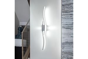 EIDISUNY Applique Murale LED Intérieure, Moderne Lampe Murale Argenté, Éclairage Luminaire Mural LED pour luminaires intérieur Salon Chambre Escalier - Chrome 80cm 28W 6000K lumière blanche froide.