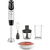 Moulinex Pied mixeur, 4 lames Powelix, 10 vitesses, appareil 3-en-1, hachoir et fouet, 1 000 W, Quickchef, DD655811