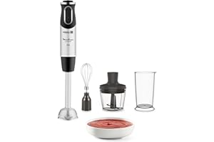 Moulinex Pied mixeur, 4 lames Powelix, 10 vitesses, appareil 3-en-1, hachoir et fouet, 1 000 W, Quickchef, DD655811