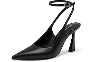 DREAM PAIRS Dam stängd tå högklackade pumpskor | Justerbar rem, spetsig tå, slingrygg, högklackade pumpar, kontorsarbete bröl