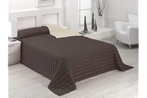 SABANALIA - Colcha Bicolor Multiuso Tutto para Primavera, Verano, Otoño (Disponible en Varias Medidas y Colores) - Cama 90, Chocolate/Tierra