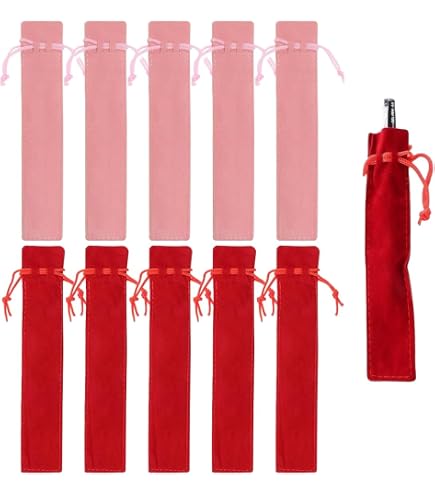 Accessori Ufficio 30 Pezzi Astucci Penne Velluto - 17,5x3,5cm Con Coulisse - Nero Per Ufficio Scuola Regalo Organizer Scrivania - 8