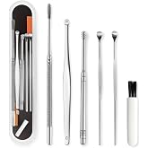 Busstier 6 Piece Stainless Steel Ear Cleaning Kit Ergonomically Designed Ear Cleaner Set with Carrying Box