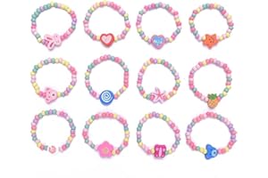 SSRDFU Bransoletka przyjaźni – 12 sztuk drewnianych bransoletek dla dziewczynek, kolorowe koraliki, ręcznie robiona, upominek, bransoletka z pereł, prezent na urodziny dziecka