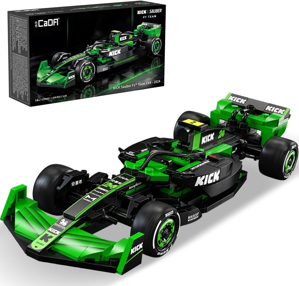 CaDA C55032W Kick Sauber F1 Team C44 Yarış Yapı Seti, MOC 1:24 Yarış Arabası Tuğla Seti, Yetişkinler için Koleksiyon Teşhir Modeli Ev Dekoru (314 adet)