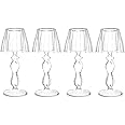 Sziqiqi Clear Glass Tea Light Candle Holders, 4Pcs Lamp Shape Tealight Holders, Elegant Table Centrepieces for Mantelpiece Dining Rooms Wedding Party Christmas