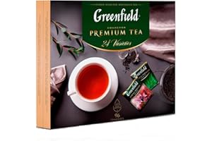 GREENFIELD Service à thé de qualité supérieure, 96 sachets (sachets de thé), 24 variétés, coffret cadeau, collection de thé, thé noir, thé vert, tisane 167,2 g (96 tasses)