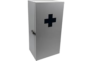 Armario farmacéutico Relaxdays, 3 estantes, 42 x 21 x 15,5 cm, para medicamentos, Montaje en Pared, Blanco/Gris