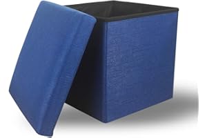 Cosaving Taburete de Almacenamiento Puff Baúl Plegable Cuadrado Espacio Plegable Otomana de Hogar 30x30x30cm Armada