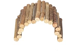 Fdit Hamster Wooden Bridge Suspension Bend Ladder Small Pet Supplies Cage Habitat Decor Mouse Rat Rodents Toy(Medium)