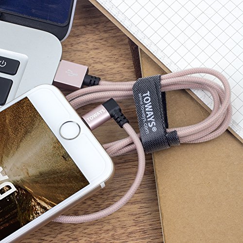 Lightning Kabel Toways iPhone Ladekabel [Apple MFi zertifiziert] 90 Grad Winkel Stecker 1.2m Nylon USB Datenkabel für iPhone 7 / 7 Plus / 5 / iPhone 6 / iPhone SE / 6 / 6 Plus / 6s / 6s Plus / 5 / 5c / 5s, iPad Pro Air Air 2 mini2 mini3 4th Gen, iPod Nano 7th Gen, DJI Mavic Pro Drone – Rose Gold - 7