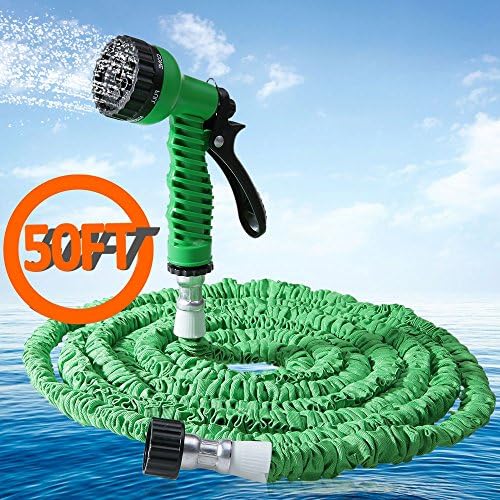 Garden Hose Pipe Set Expandable - flexible Water Hose with 7 Adjustable Spray Modes Effective For Watering Cleaning Car, 3 Colors With 25FT 50FT 75FT 100FT (50FT, Green)