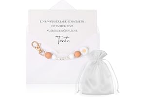 Hestya du wirst Tante Geschenk Set Schlüsselanhänger Schwangerschaft Verkünden Karte mit Umschlag Schmuckbeutel Schwangerschaftsverkündung Geschenk für Beste Freundin Schwester