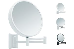 Libaro Imola - Espejo de maquillaje (360°, montaje en pared, doble cara, con ampliación (3x/7x), color blanco