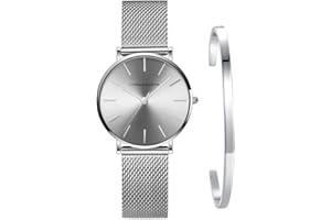 Kubagom Reloj de Cuarzo Pulsera para Mujer Banda Malla Acero Inoxidable Ultra Delgado