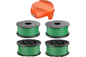 RNGCPTO Bobina de hilo para Black y Decker GL7033 GL8033 GL9035 A6486 desbrozadora inalámbrica 2,0 mm 6,1 m, bobina de hilo de repuesto corte borde para Black and Decker A6486 (4 + 1 unidad)