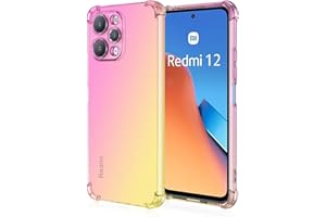 HONLEN Funda para Redmi 12 (4G) / Redmi 12 5G Carcasa, (6.79" Inches) Gradiente Transparente TPU Silicona Case, Protección de Esquina Mejorada Cover Oro Rosado