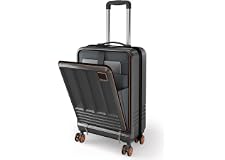 Safari Genius Cabin Trolley Bag with Laptop Compartment, Hardside Polycarbonate Small (55cm) Suitcase | 360° 8 Wheel Spinner Travel Luggage| Recessed Combination Lock|Paradox| Gunmetal
