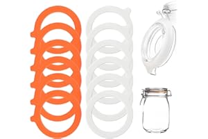 FINALCOOL 12 Anelli In Gomma Per Conserve, 95 X 73 mm, Coperchi Di Ricambio Per Barattoli Di Conserve, Anello Di Tenuta Per Vasetti Di Vetro, Guarnizioni Ermetiche In Silicone Di Ricambio (Arancione Bianche)