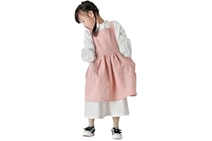IBLUELOVER Küchenschürze Süße Grillschürze Mädchen Kochschürze Retro Baumwolle Schürze mit Taschen Gärtnerschürze Viktorianischen Grillschürze Kinder Schürzen für Küche Community Aktivität Party