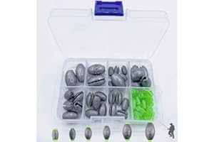 KINGRUN 30 Piezas Pesca de Plomo de Pesca, 2g/4g/6g/8g/10g/20g Plomo Drop Shot Jigcabezas, Plomo de Pesca de Plomo, para la Pesca de Agua Dulce y Salada(6 tamaños)