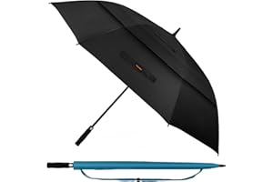 TECKNET Paraguas Golf Antiviento Automático 68 Pulgadas, Extra Paraguas Grande con Doble Toldo, Resistente al Viento y al Agua, con Mango de EVA, Paraguas de Golf para Exteriores