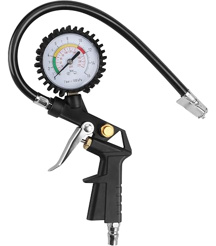 Manometro Digitale Per Pneumatici Anjing Con Tubo Flessibile – 100 Psi, Testina In Rame, Per Auto, Moto, Camper E Bici - 4