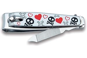 3 Claveles - Tagliaunghie manicure con lime, taglia unghie mani, decorato, collezione Skull Lover, acciaio al carbonio, 6 cm