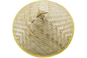 Fituenly Cappello di bambù Cinese Cappello di Coolie Asiatico Orientale Cappello Contadino Vietnamita Cappello di Paglia Intrecciato Giapponese per Viaggiare, Pesca, Giardinaggio