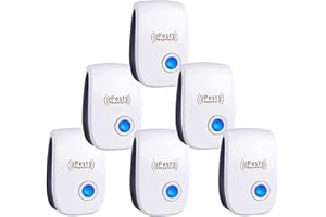 RUTIDA Repelente Ultrasónico de Plagas, 6 Pack Repelente Ultrasónico Mosquitos Electrónico Repelente Mosquitos Control de Plagas para Moscas,Ratones,Roedores,Insectos,Hormigas