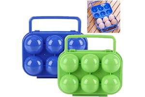 ESFORZARSE 2 Pezzi Cartone per uova Portatile, 6 Cartoni Griglie Portauova Custodia Plastica da Viaggio Uova per Uso Domestico Organizzatore Scatola di Uova Contenitore Portatile Supporto per Uova,(Verde,Blu)