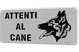 Goodvia Attenti al Cane Cartello Alluminio 15x30cm, Attenzione al Cane Cartelli in Metallo Spazzolato, Targhetta Attenti al Cane Durevole, Impermeabili e Protezione UV Sono Adatti per Esterno