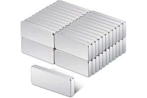 DGDUBRB 45Pcs Silver Rectangle Neodymium Magnets, 15x6x2mm, Strong, Multi-Use, Office, DIY, Miniature