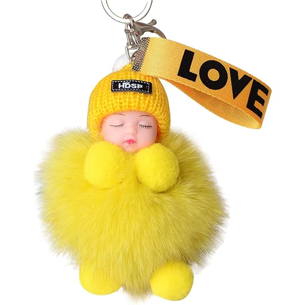 Schlafende Baby-Puppe Schlüsselanhänger – Weiß, Aus Weichem Plüsch, Ca. 15x8 Cm, Niedliches Geschenk
