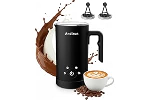 Andizun Milk Frother Electric, 4-in-1 Automatic Milk Steamer and Frother, Hot Chocolate Velvetiser, Milk Warmer and Frother with Large Capacity, Quiet One-Button Control, Easy Clean Non-Stick Jug