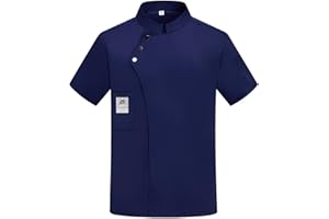 GENERIC Chef Jacket Lightweight Short Sleeve Comfort Workwear Men Women Chef Top Short Sleeves Stand Collar Solid Color Pocket Buckle Catering Work Clothes Plus Size Bakery Uniform Shirt