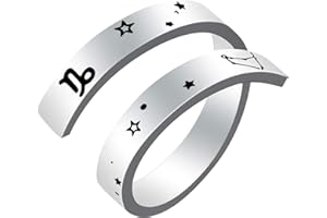 Kucheed Anello Dello Zodiaco per Donna Uomo, Anelli Aperti Regolabili in Formato Costellazione con Incisione in Acciaio Inossidabile,Oroscopo Astrologia Gioielli Vintage Regalo di Compleanno Ragazze