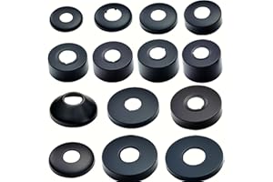 JRJUBB 2 Stück Ø 25mm (3/4") Duscharmatur Rosette Schwarz,Abdeckrosette Schwarz, Rohrabdeckung,Rosette Wasserhahn,Rosette für Duscharmatur,Wasserhähne,Heizkörper(Schwarz, 66 * 35)