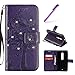 Produktbild EMAXELERS Motorola Moto X Play Hülle Glitzer Bling Wishing Tree Schmetterling PU Leder Flip Magnetisch Book Wallet Brieftasche Hülle für Moto X Play,Purple Wishing Tree with Diamond
