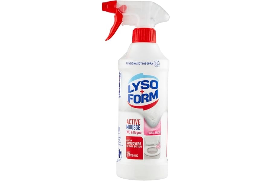 Lysoform Active Mousse Floral Fresh, Bath Cleaner, Anti-Limescale Action, Sanitising Bath Against Germs and Bacteria, Works Upside Down, Compact Foam Formula, Size 435 ml