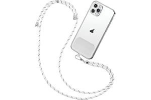 Drucilla Tour de Cou Telephone Universelle, Cordon Telephone Portable, Longueur Réglable Cordon Collier avec Patchs pour Cou et Poignet Laniere pour Téléphone et Porte-clés (Blanc)