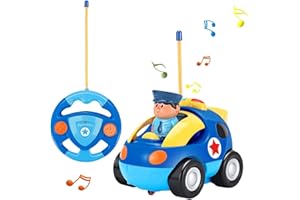 Cunsieun Cartoon RC Race Car, Toddlers Remote Control Car with Sound and Light, Toy car Birthday Gift Present for Boys Girls (blue)