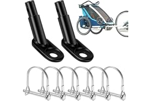 Yuragim Gancio di traino per bicicletta, 2 pezzi, adattatore con 6 perni di sicurezza, universale, per rimorchi per bambini, rimorchi per bicicletta