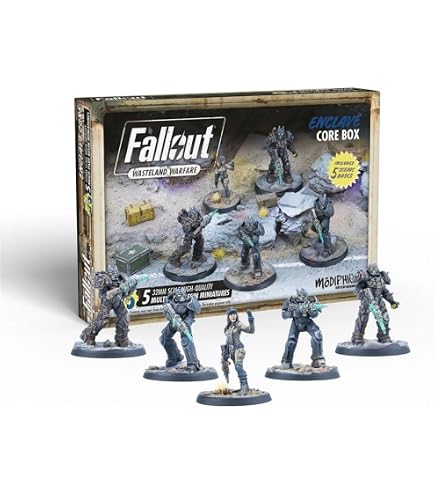 Modiphius Fallout Miniatures Set – 2 Enclave Soldiers Mit Plasma Rifle, 32 Mm Resin-Figuren